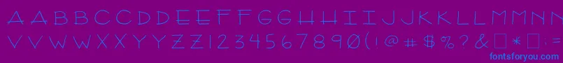 2peasArizona-fontti – siniset fontit violetilla taustalla