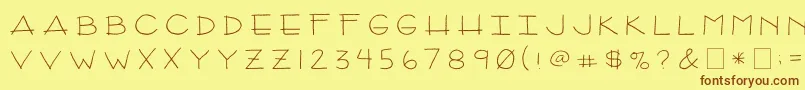 フォント2peasArizona – 茶色の文字が黄色の背景にあります。