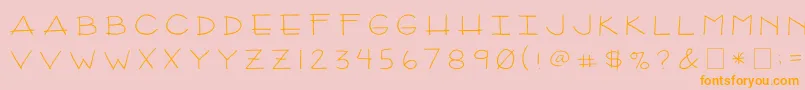 フォント2peasArizona – オレンジの文字がピンクの背景にあります。