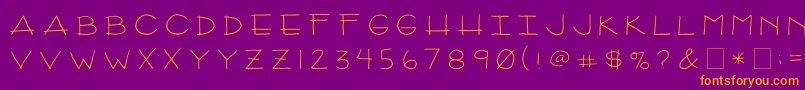 2peasArizona-fontti – oranssit fontit violetilla taustalla