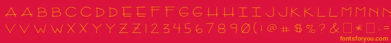 2peasArizona-fontti – oranssit fontit punaisella taustalla