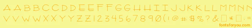 フォント2peasArizona – オレンジの文字が黄色の背景にあります。