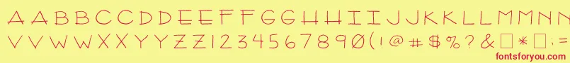 フォント2peasArizona – 赤い文字の黄色い背景