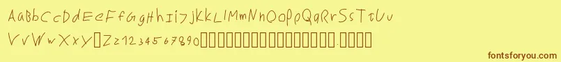 MarkusRegular-Schriftart – Braune Schriften auf gelbem Hintergrund