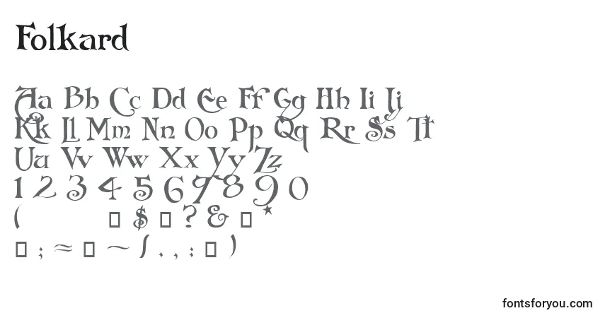 A fonte Folkard – alfabeto, números, caracteres especiais