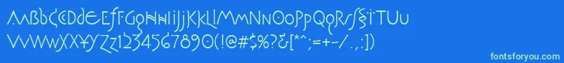 Pegasus Font – Green Fonts on Blue Background