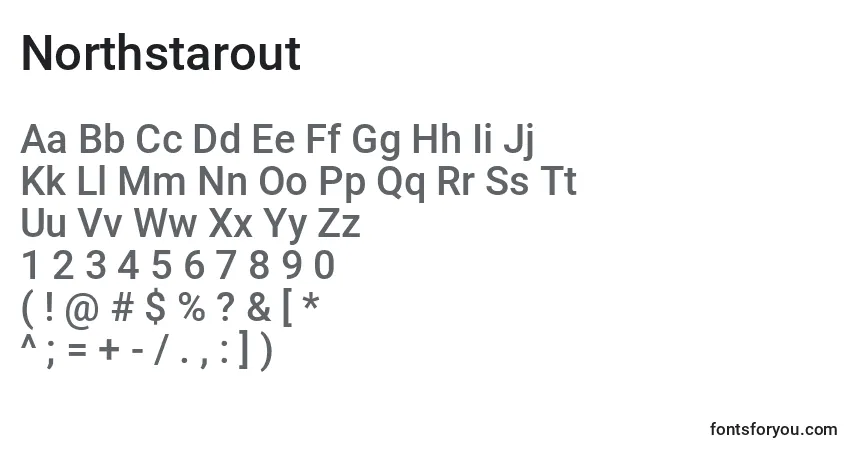Czcionka Northstarout – alfabet, cyfry, specjalne znaki