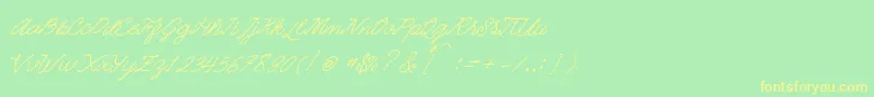 Saiba mais sobre a fonte Quickline Fonte Quickline – fontes amarelas em um fundo verde
