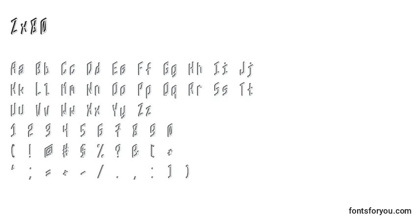 Schriftart Zx80 – Alphabet, Zahlen, spezielle Symbole