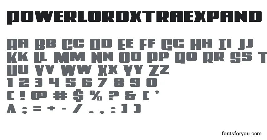 Powerlordxtraexpand-fontti – aakkoset, numerot, erikoismerkit