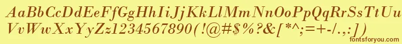 フォントBodoniMtРљСѓСЂСЃРёРІ – 茶色の文字が黄色の背景にあります。