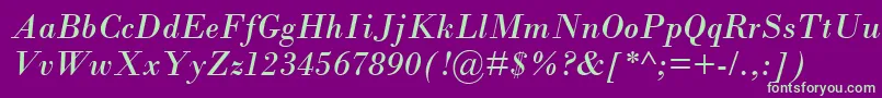 BodoniMtРљСѓСЂСЃРёРІ Font – Green Fonts on Purple Background