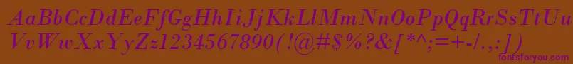 BodoniMtРљСѓСЂСЃРёРІ Font – Purple Fonts on Brown Background