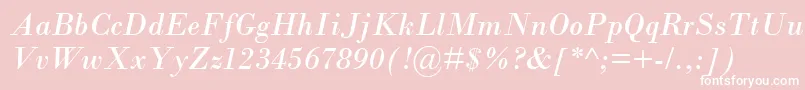 BodoniMtРљСѓСЂСЃРёРІ-Schriftart – Weiße Schriften auf rosa Hintergrund