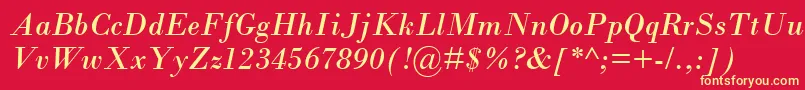 BodoniMtРљСѓСЂСЃРёРІ Font – Yellow Fonts on Red Background