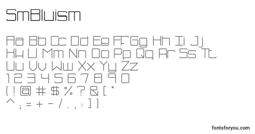 A fonte SmBluism – alfabeto, números, caracteres especiais