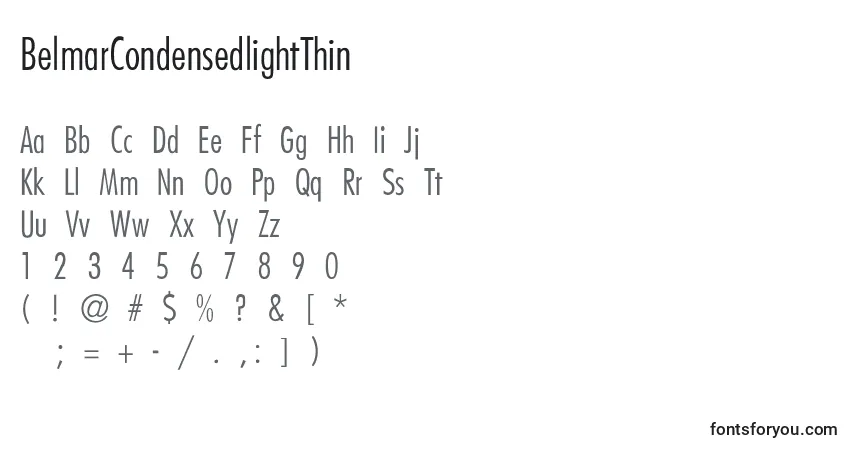 Czcionka BelmarCondensedlightThin – alfabet, cyfry, specjalne znaki