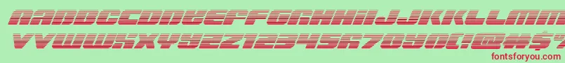 フォントCapricusgrad – 赤い文字の緑の背景