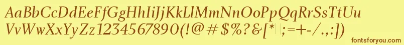 CharlotteBookItalicPlain Font – Brown Fonts on Yellow Background