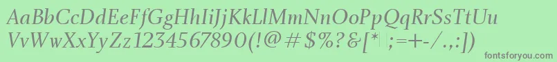 More about CharlotteBookItalicPlain Font CharlotteBookItalicPlain Font – Gray Fonts on Green Background