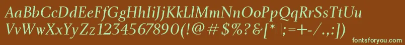 Czcionka CharlotteBookItalicPlain – zielone czcionki na brązowym tle