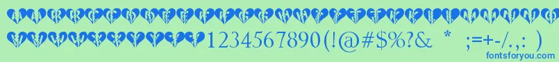 Heartbroken Font – Blue Fonts on Green Background