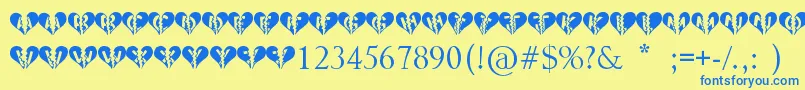 Heartbroken Font – Blue Fonts on Yellow Background