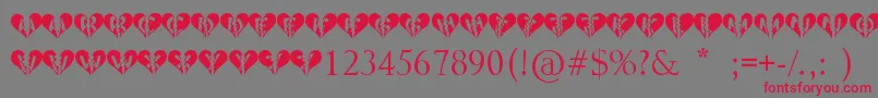 Fonte Heartbroken – fontes vermelhas em um fundo cinza