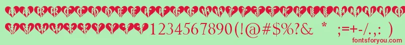 Heartbroken Font – Red Fonts on Green Background