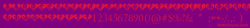 Heartbroken-fontti – punaiset fontit violetilla taustalla
