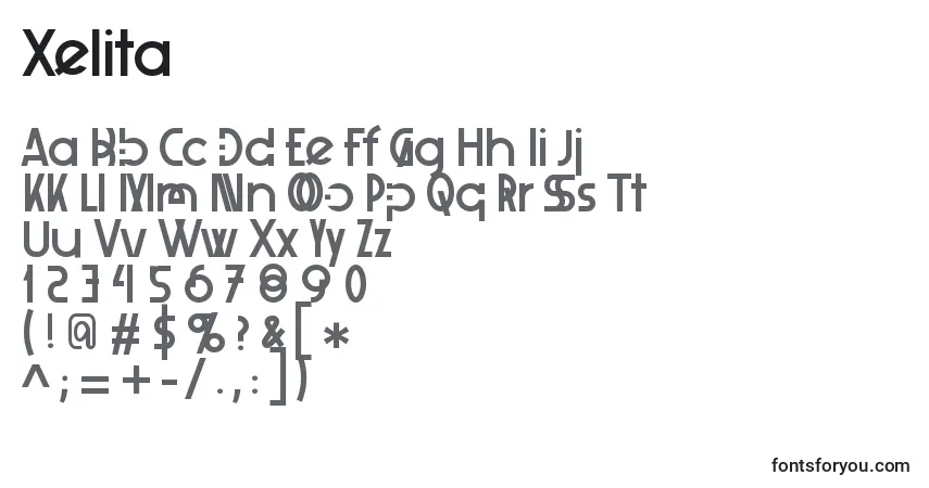 Czcionka Xelita – alfabet, cyfry, specjalne znaki