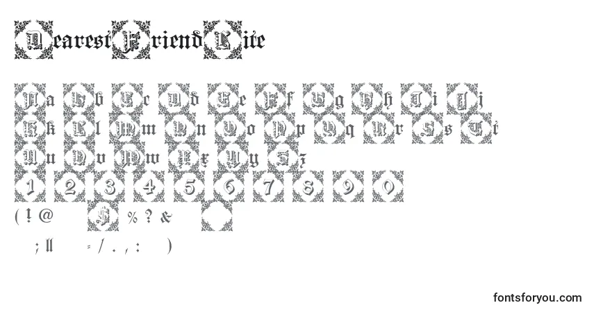 Czcionka DearestFriendLite – alfabet, cyfry, specjalne znaki
