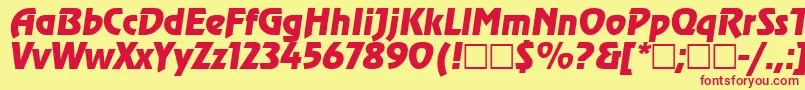 RevueItalic-Schriftart – Rote Schriften auf gelbem Hintergrund