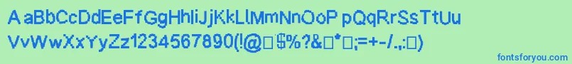 フォントBaardfaant – 青い文字は緑の背景です。
