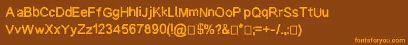 フォントBaardfaant – オレンジ色の文字が茶色の背景にあります。