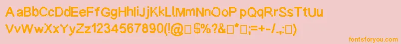 フォントBaardfaant – オレンジの文字がピンクの背景にあります。