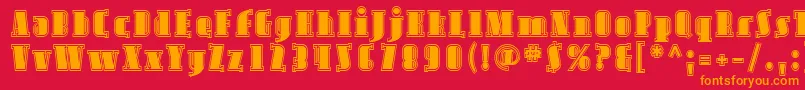 Sfavondaleinline-Schriftart – Orangefarbene Schriften auf rotem Hintergrund