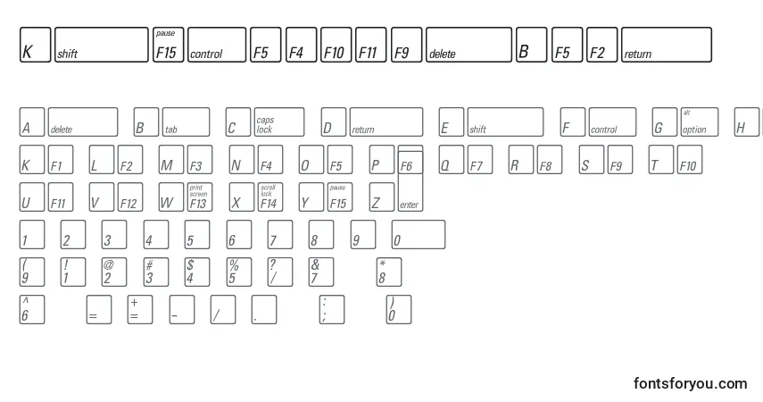 A fonte KeyfontusaBold – alfabeto, números, caracteres especiais