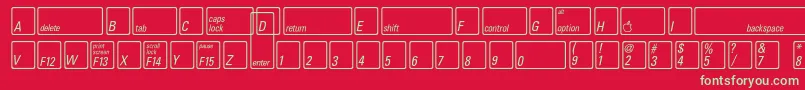 フォントKeyfontusaBold – 赤い背景に緑の文字