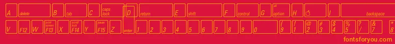 フォントKeyfontusaBold – 赤い背景にオレンジの文字