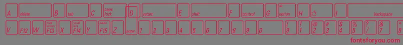 Czcionka KeyfontusaBold – czerwone czcionki na szarym tle