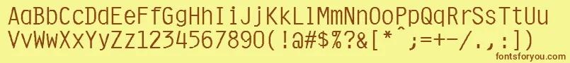 フォントPresentor – 茶色の文字が黄色の背景にあります。