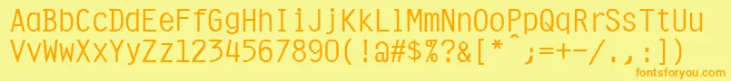 フォントPresentor – オレンジの文字が黄色の背景にあります。