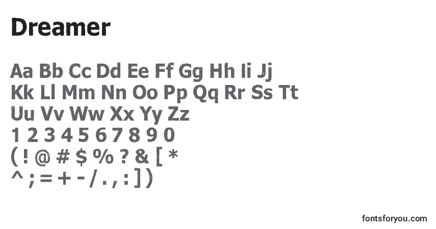 Czcionka Dreamer (98464) – alfabet, cyfry, specjalne znaki