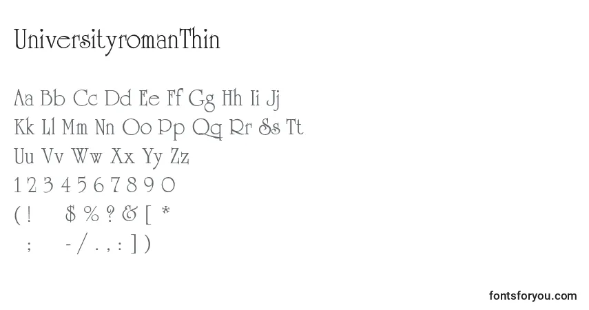 UniversityromanThin Font – alphabet, numbers, special characters