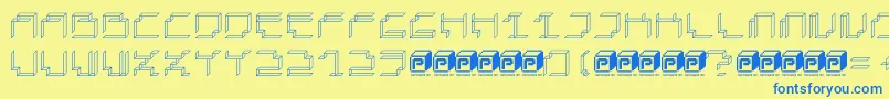 PapercubePaper-fontti – siniset fontit keltaisella taustalla