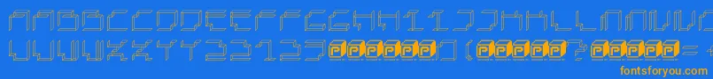 フォントPapercubePaper – オレンジ色の文字が青い背景にあります。