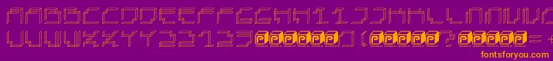 PapercubePaper-Schriftart – Orangefarbene Schriften auf violettem Hintergrund