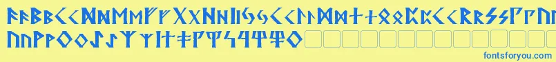 Kehdrai Font – Blue Fonts on Yellow Background