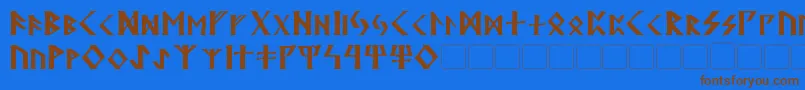 フォントKehdrai – 茶色の文字が青い背景にあります。